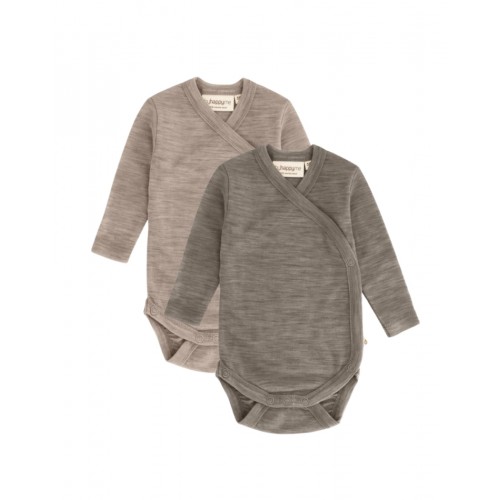 Body Med Lang ærme Og Slå Om Lukning Til Baby   100  økologisk Merino Uld   -pak 62 Soft Grain
