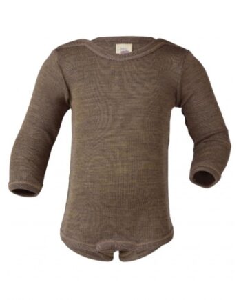 Body Med Lange ærmer   Merino Uld Og Silke 62 68 Walnut
