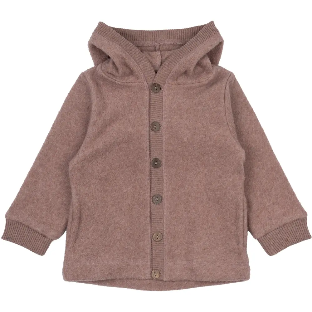 Bomuld Fleece Cardigan Med Hætte Burlwoodme   år