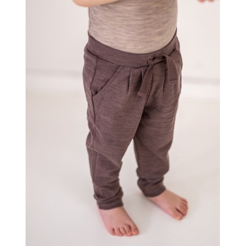 Bukser Med Snor   Taljen   100  Merino Uld Til Baby Plum Melange 62