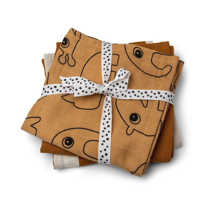 Burp Cloth   Pack Gots Deer Friends Mustard