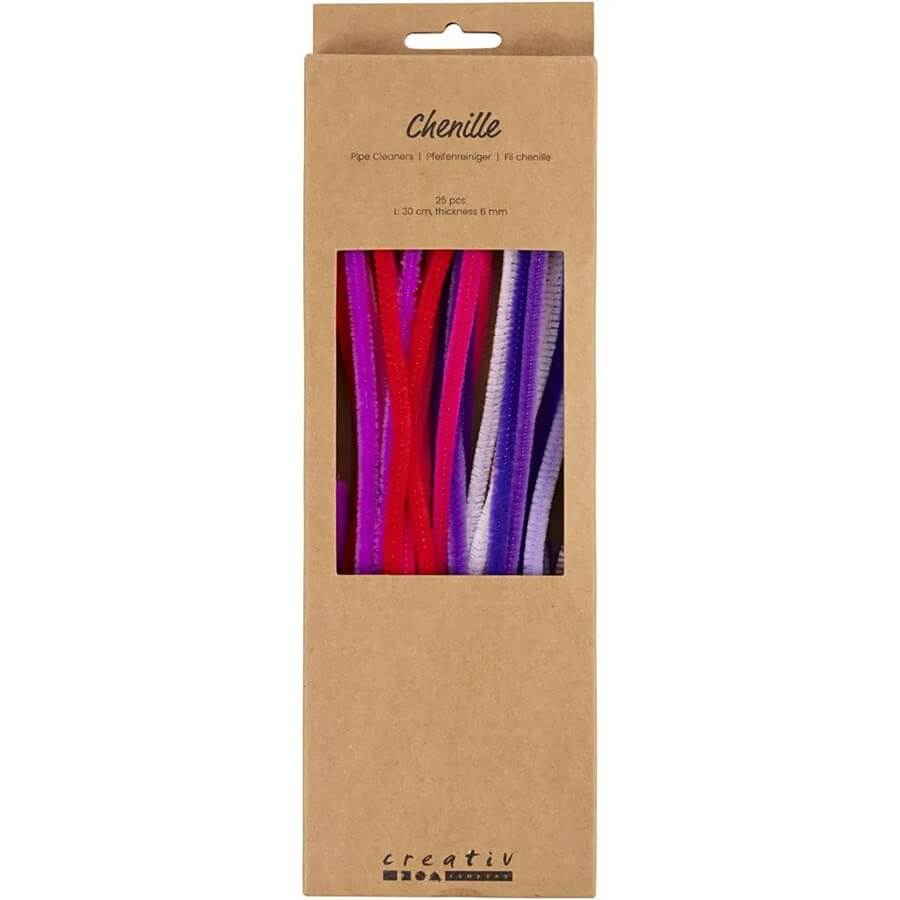 Chenille Lilla Og Pink 25 Stk