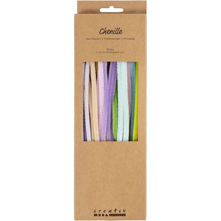 Chenille Pastel Farver 25 Stk
