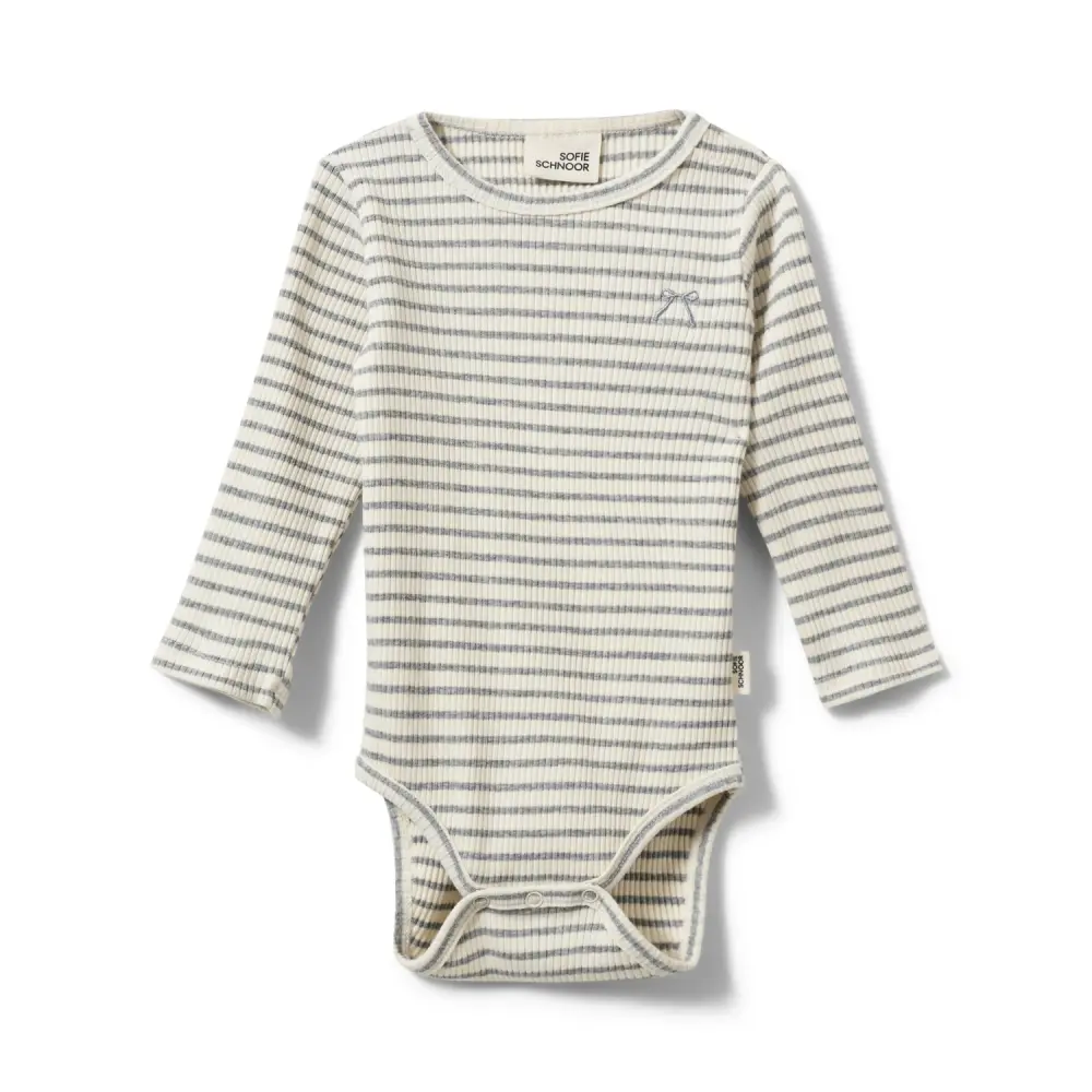 Dicte Langærmet Body Grey Striped 68