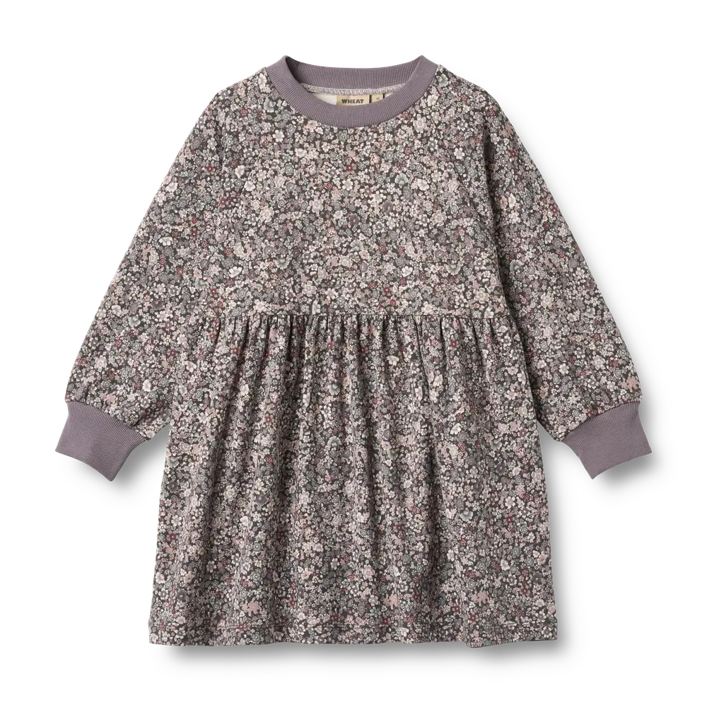 Dorthea Jersey Kjole Purple Stone Flowers   år