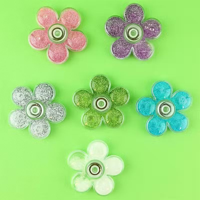Fidget Spinner Med Glitter Assorteret   Stk