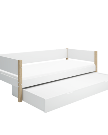 Flexa Nor Enkeltseng 90x200 Cm    Baggavl Incl  Udtræksseng Hvid Eg