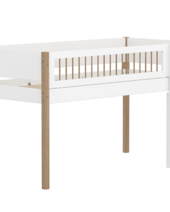 Flexa Nor Halvhøj Seng 120 Cm Med Stige Og Crossbar Sengehest  90x200 Cm Hvid Eg