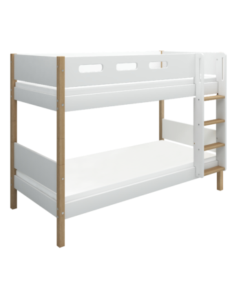 Flexa Nor Køjeseng 154 Cm Med Stige Og Cut Out Sengehest 90x200 Cm Hvid Eg