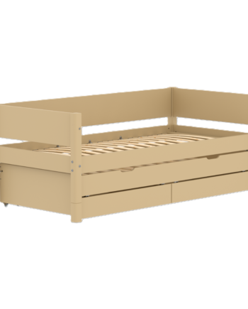 Flexa White Enkeltseng 90x200 Cm    Baggavl Incl    Skuffer Og Udtræksseng Sand