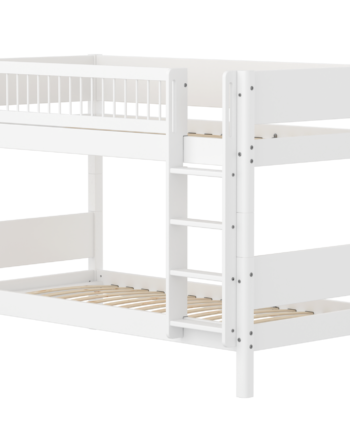 Flexa White Køjeseng 154 Cm Med Stige Og Crossbar Sengehest  90x200 Cm- Hvid
