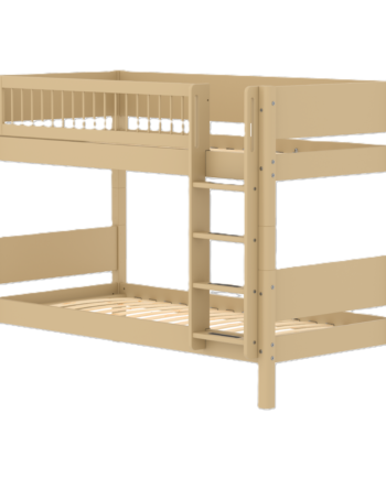 Flexa White Køjeseng 154 Cm Med Stige Og Crossbar Sengehest  90x200 Cm- Sand