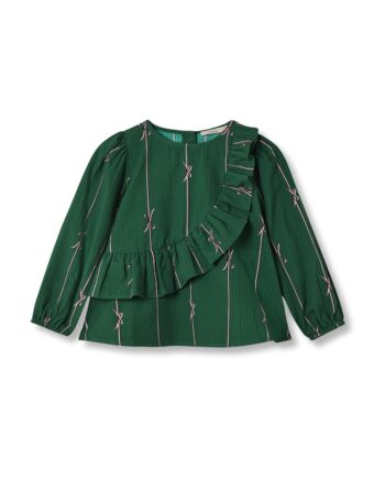 Fliink Bowie Ls Blouse Hunter Green Bow 86 Cm