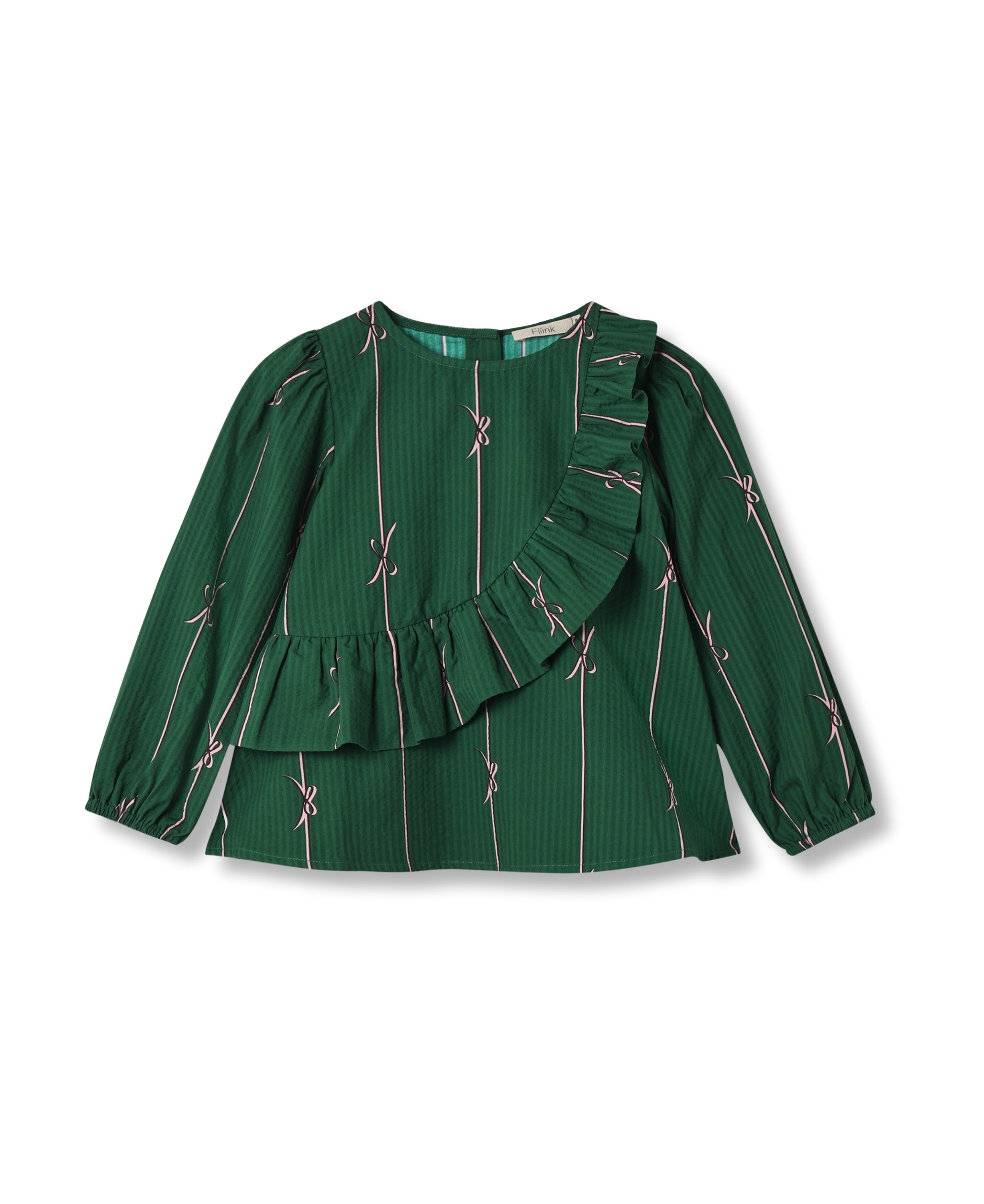 Fliink Bowie Ls Blouse Hunter Green Bow 86 Cm
