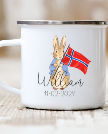 Fødselsdagskop Med Navn Peter Kanin Navn  Blå Norsk Flag  Navn
