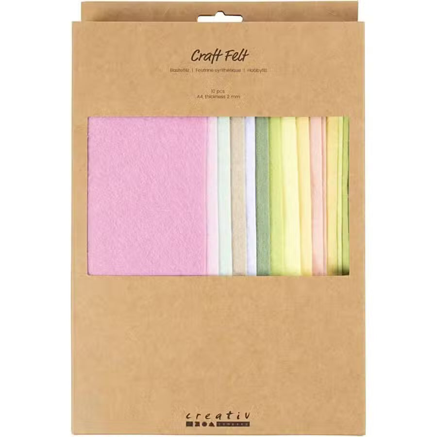 Hobbyfilt Pastel Farver 10 Ark