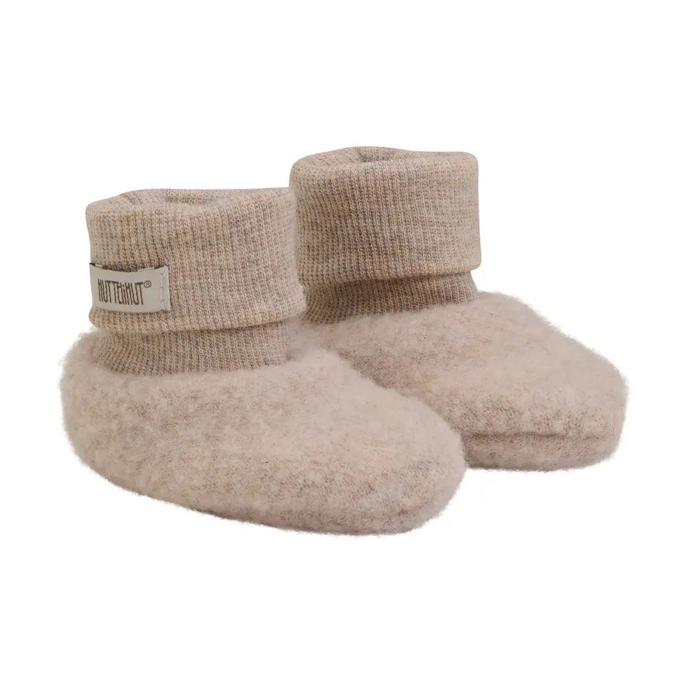 Huttelihut Uld Fleece Footies Camel Melange 74 80