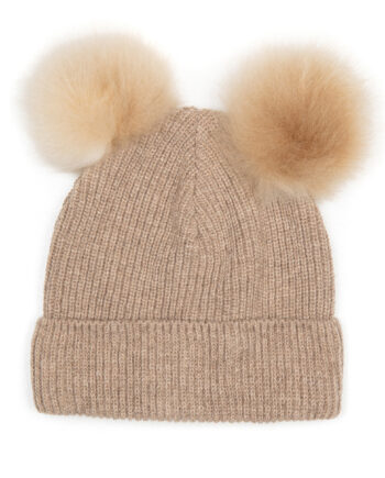 Huttelihut Uld Hue Med Alpaca Pompoms Camel  -  år