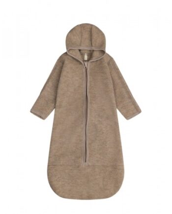 Kørepose Med Hætte Og Lynlås   100  Merino Uldfleece  Oeko-texâ  Beige Melange Onesize