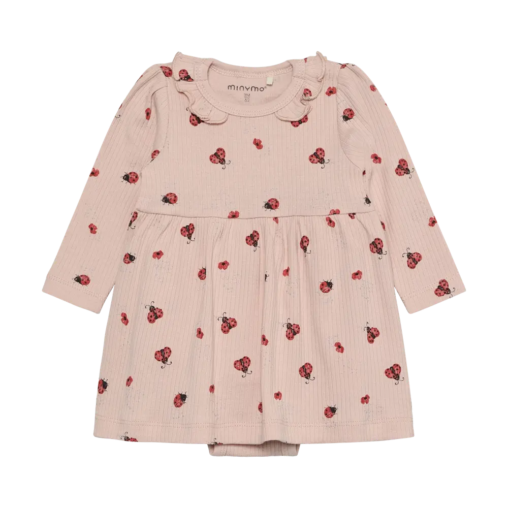 Langærmet Rib Bodykjole    Print Peach Whip 80