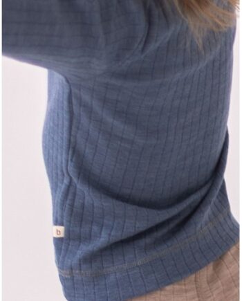 Langærmet  -shirt   100  Merino Uld  Oeko-texâ  98 Blue Melange