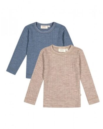 Langærmet  -shirt   100  Merino Uld  Oeko-texâ   -pak 80 Beige Blue Melange