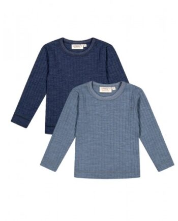 Langærmet  -shirt   100  Merino Uld  Oeko-texâ   -pak 80 Blue Navy Melange