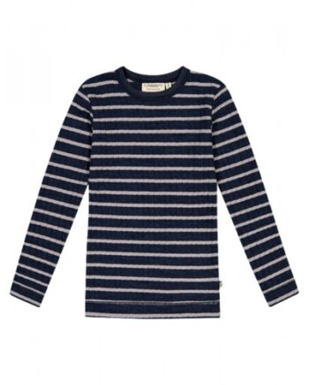 Langærmet  -shirt   Rib  100  Merino Uld  Oeko-texâ  98 104 Navy Nature Melange