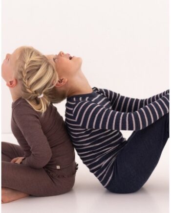 Langærmet  -shirt   Stribet Dropneedle Merino Uld  Oeko-texâ  86 92 Navy Nature Melange