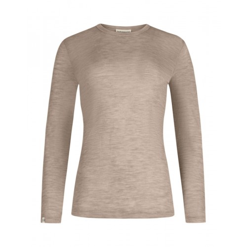 Langærmet -shirt Til Dame 100 Merino Uld Beige Melange