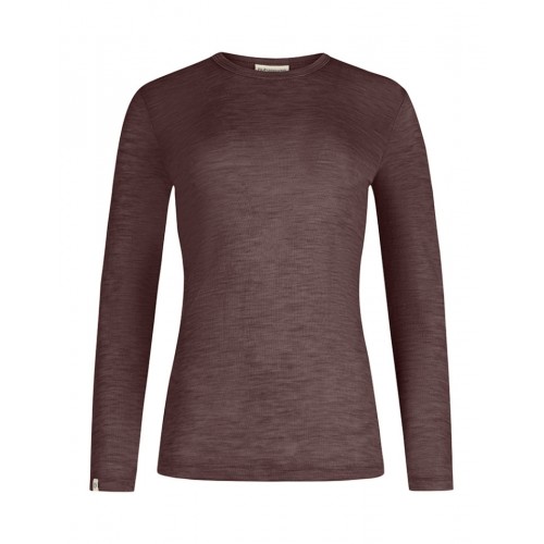 Langærmet -shirt Til Dame 100 Merino Uld Plum Melange