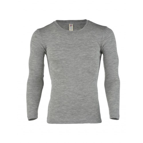 Langærmet Trøje   En Kombination Af Uld Og Silke Til Herre 50 52 Light Grey Melange