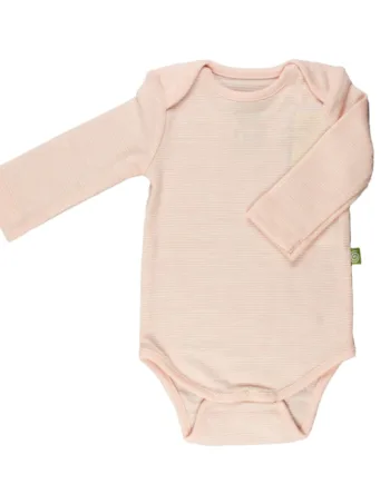 Langærmet Uldbody Rosa Smalstribet