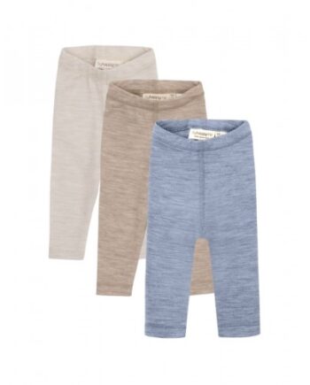 Leggings   100  Merino Uld Til Baby Og Børn   -pak 56 Nature Beige Light Blue Melange