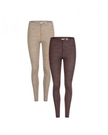 Leggings Til Dame   100  Merino Uld   -pak   Beige Plum Melange