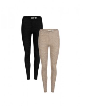 Leggings Til Dame   100  Merino Uld   -pak   Black Beige Melange