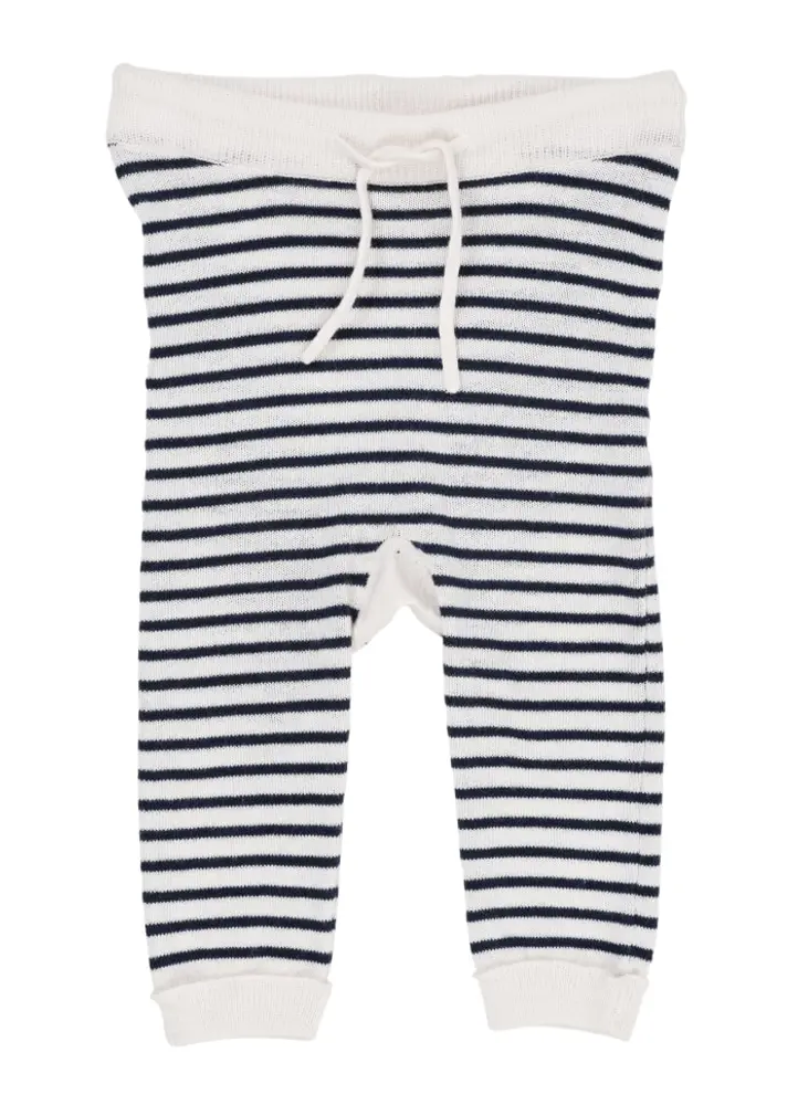 Let Strikket Leggings    Striber Navy 56