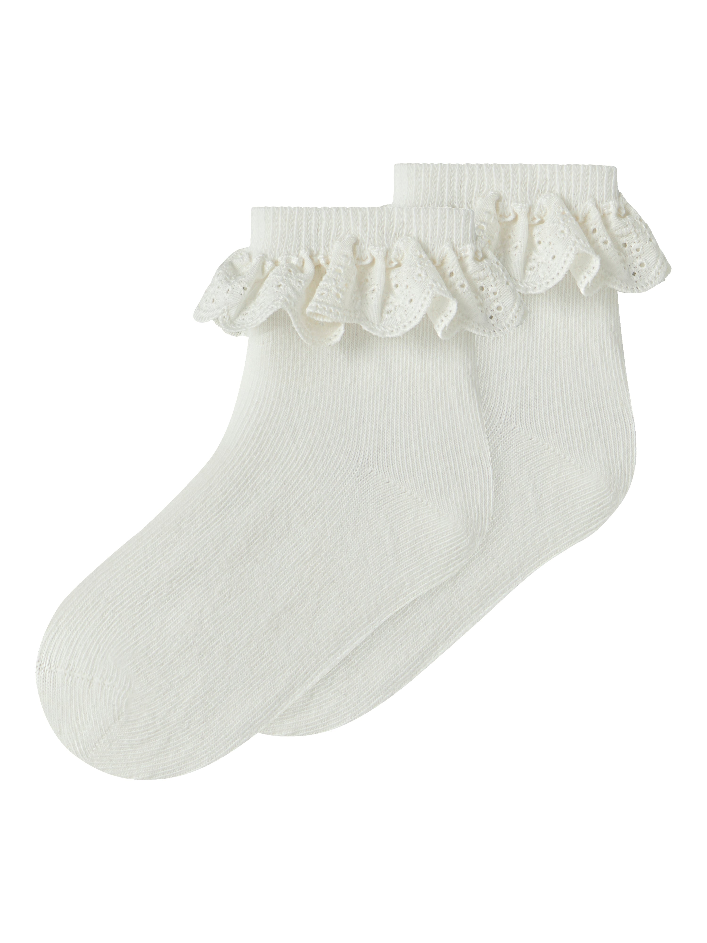 Lil Atelier Dertrud Ankelstrømpe Med Blondekant   Pak Coconut Milk 19 21
