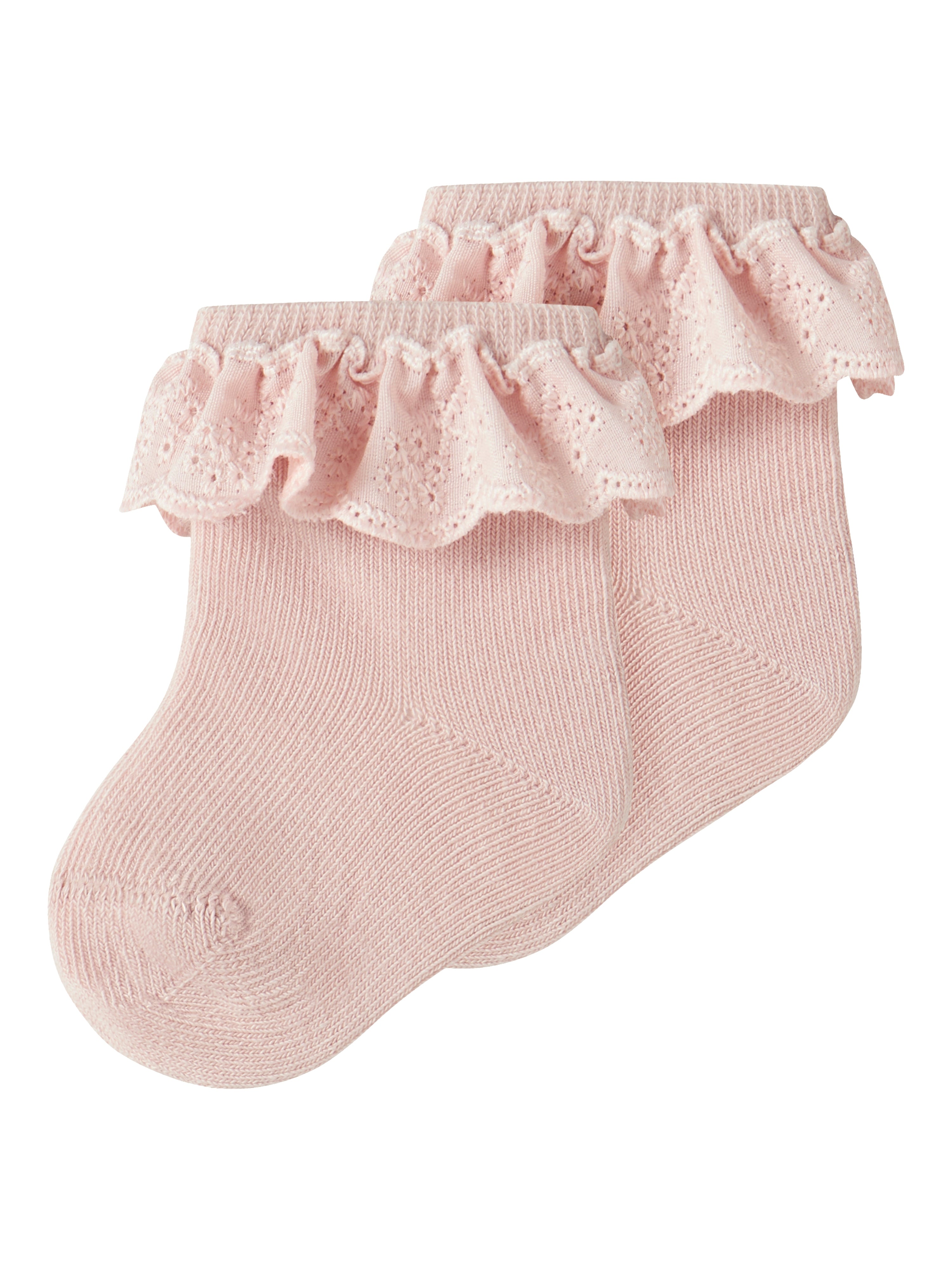 Lil Atelier Dertrud Ankelstrømpe Med Blondekant   Pak Misty Rose 50 56