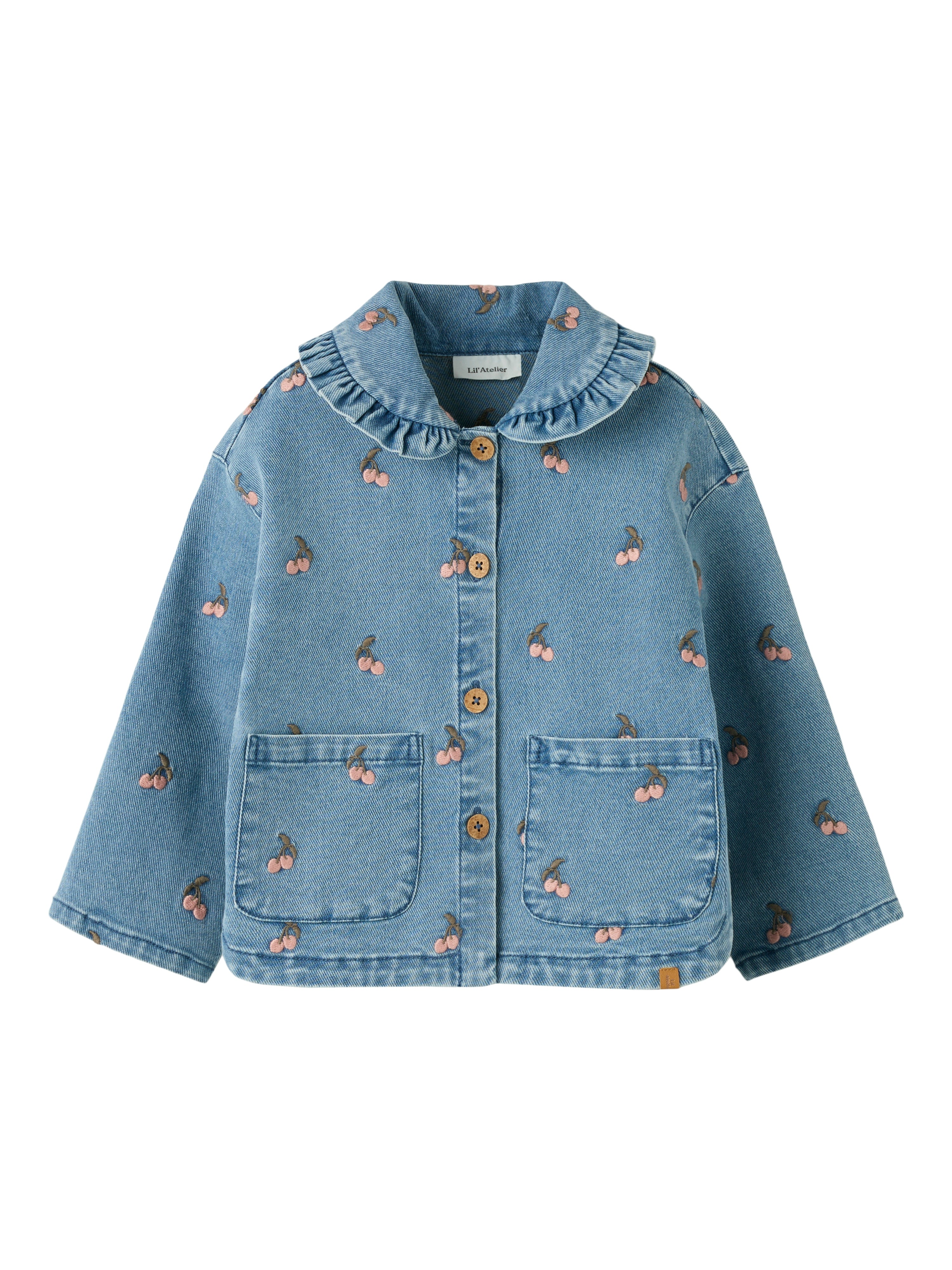 Lil Atelier Deva Loose Emb Jacket Medium Blue Denim Cherry 92 Cm