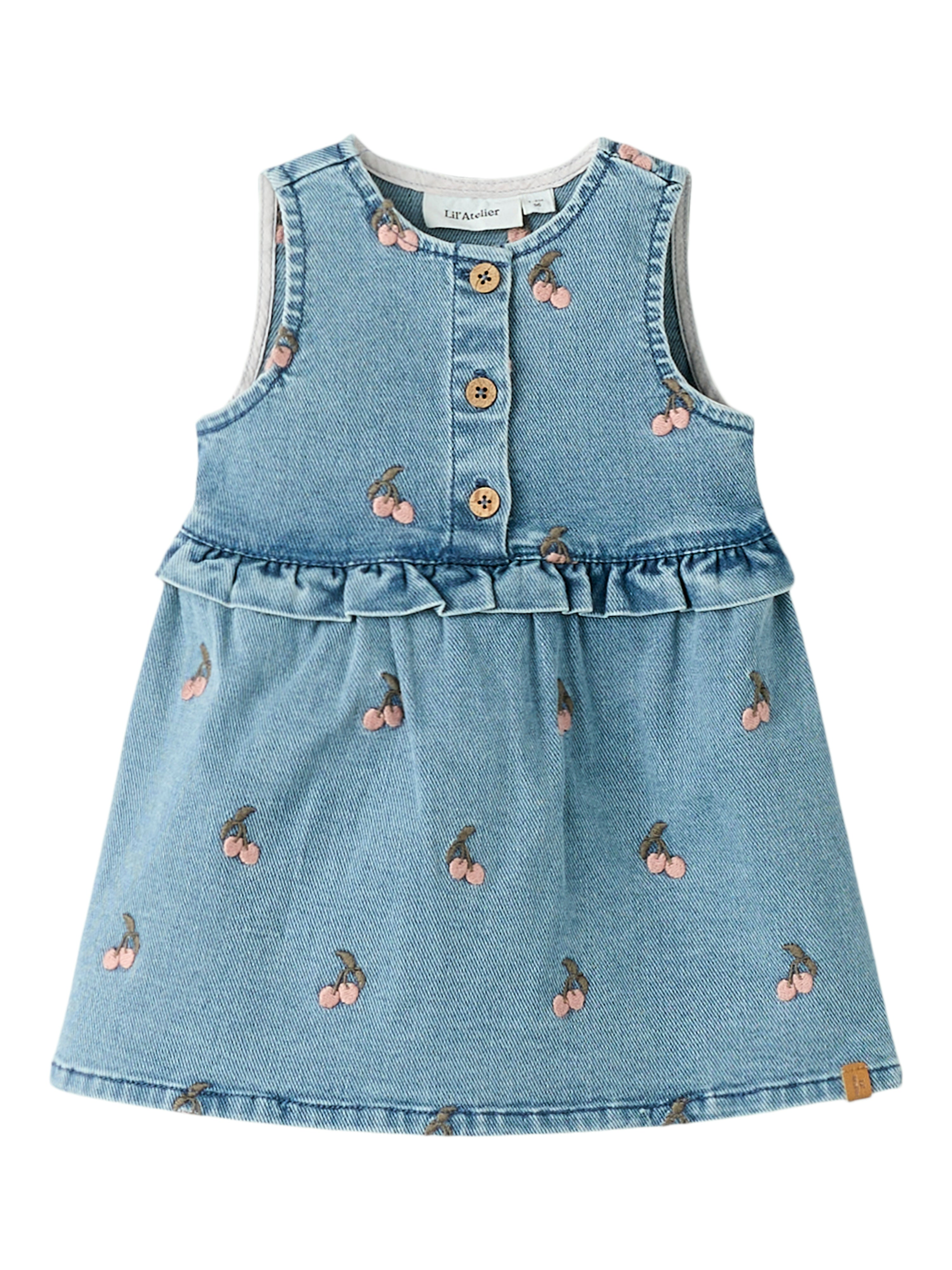 Lil Atelier Deva Loose Emb Spencer Medium Blue Denim Cherry 68 Cm