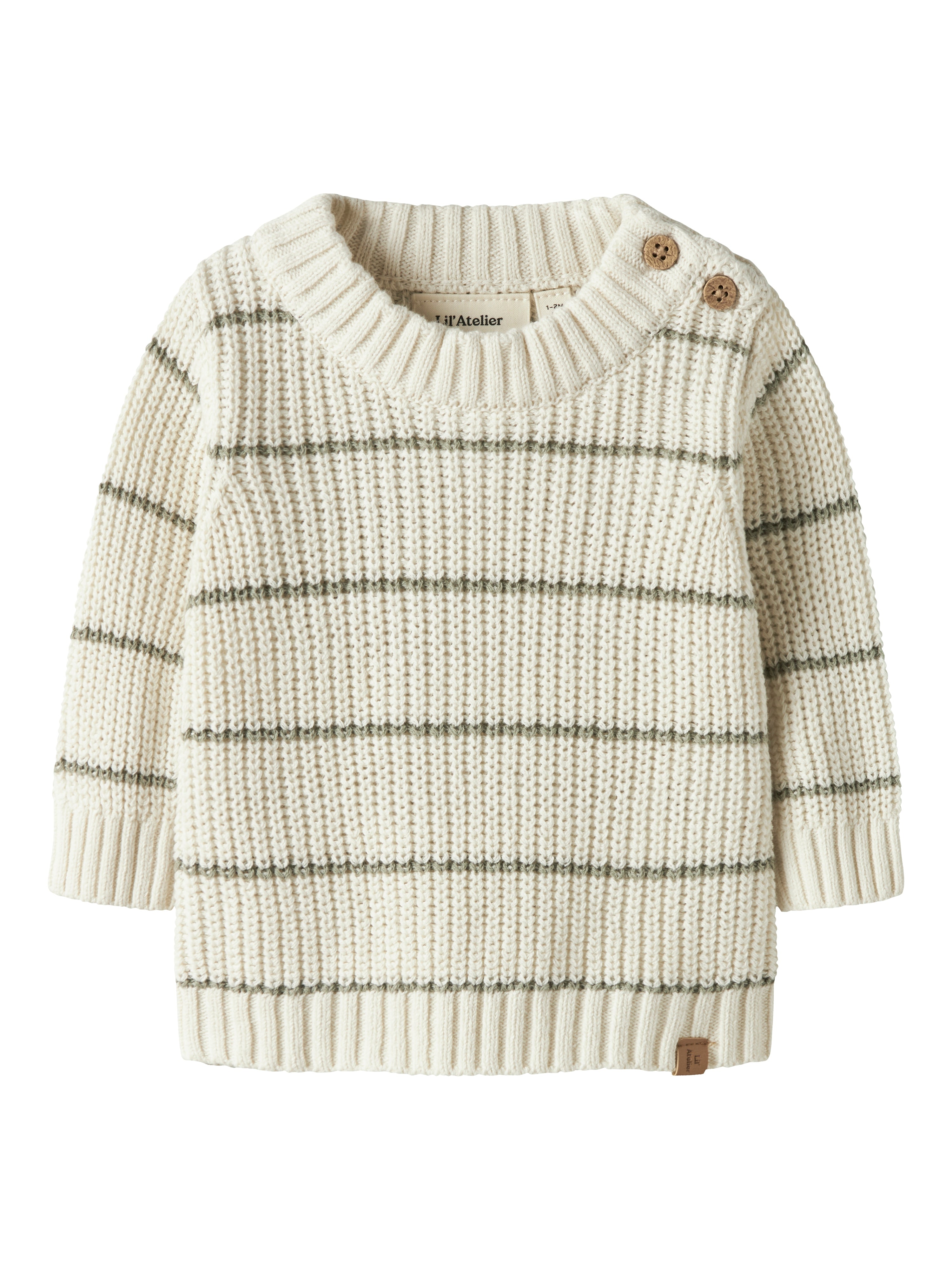 Lil Atelier Emlen Ls Knit Stripes Coconut Milk Stripes 56 Cm