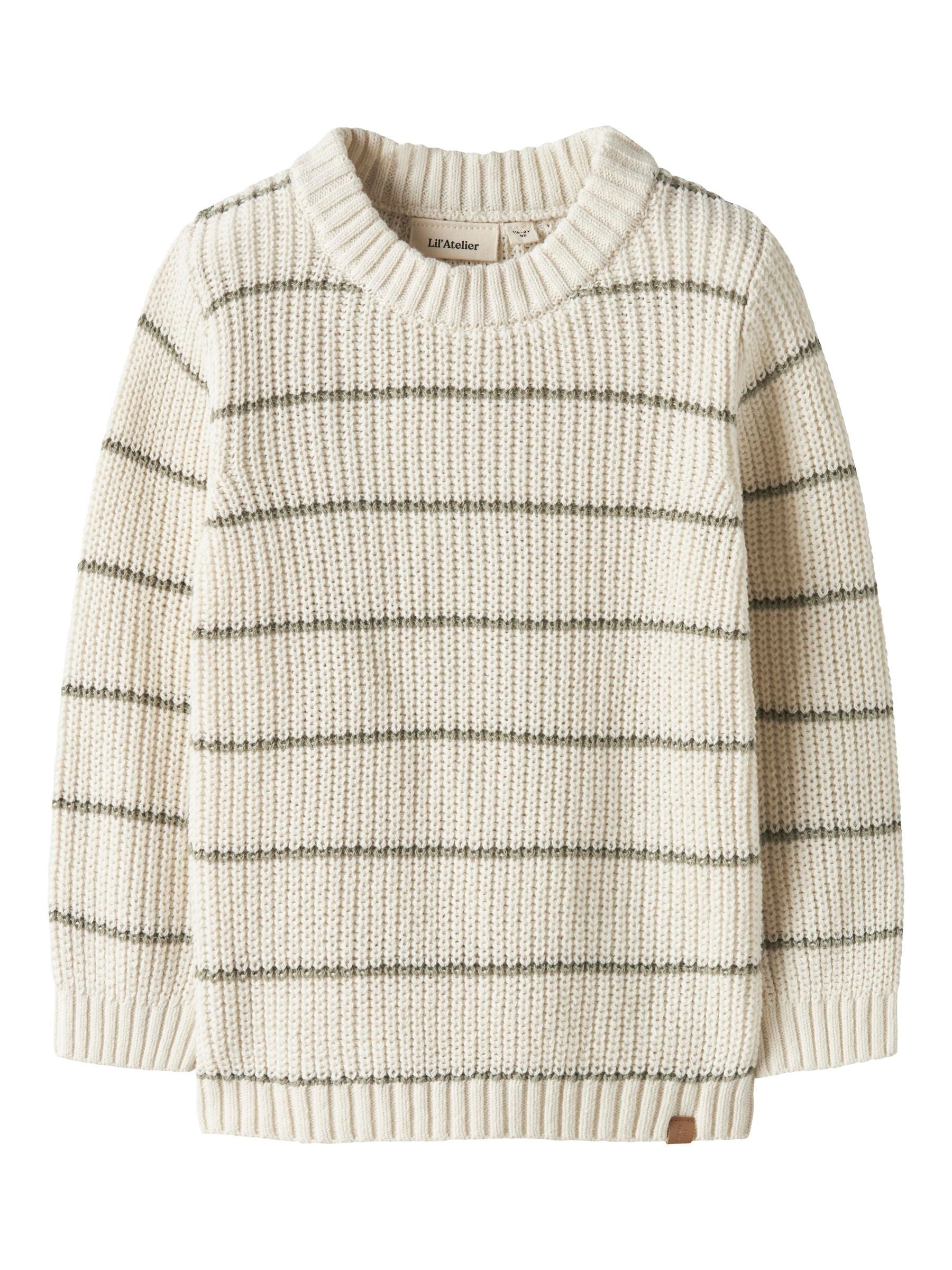 Lil Atelier Emlen Ls Knit Stripes Coconut Milk Stripes 92 Cm
