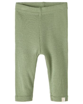 Lil Atelier Fable Wool Leggings Oil Green Melange 56cm