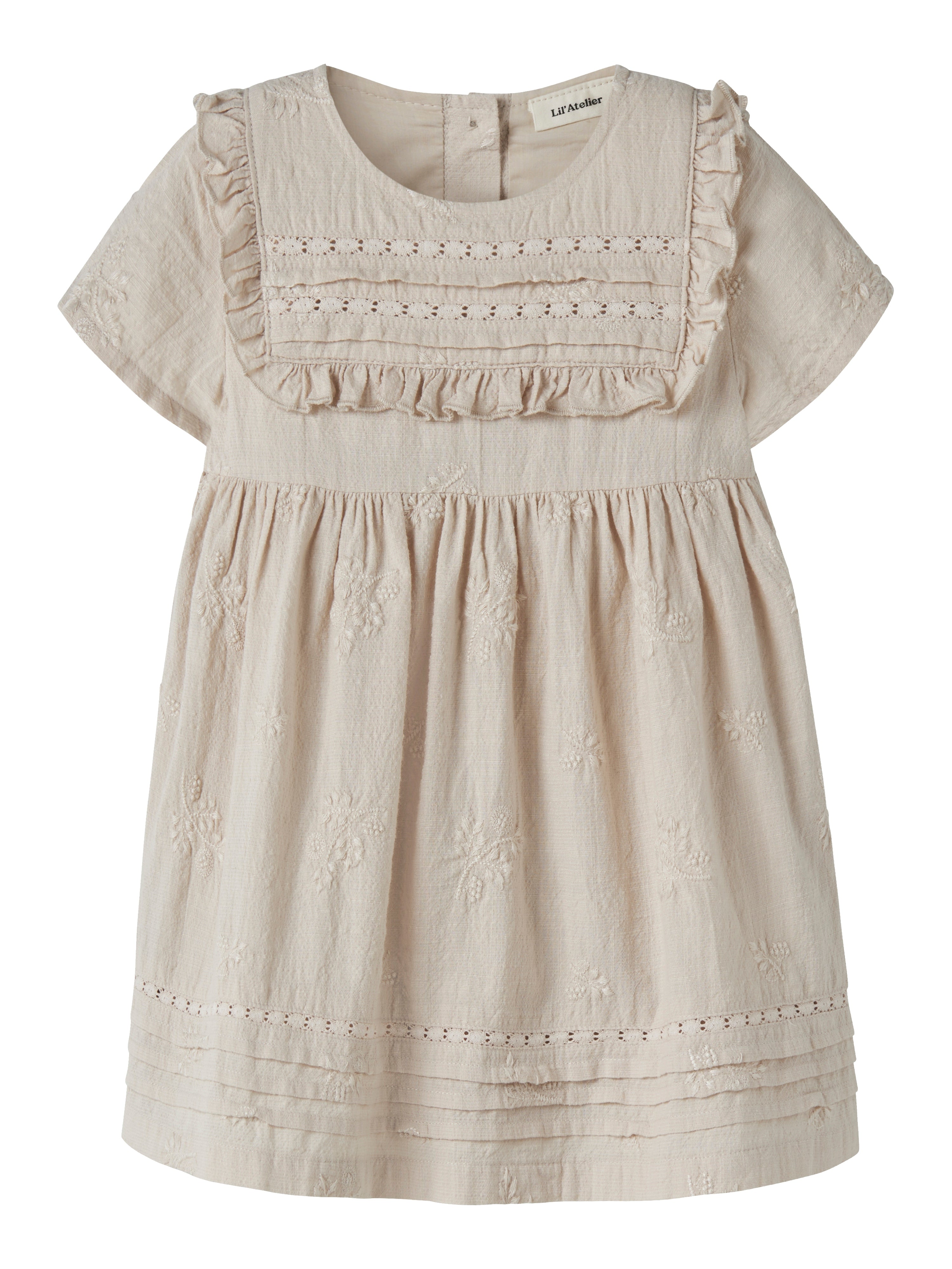 Lil Atelier Feronia Ss Loose Dress Pumice Stone 92 Cm