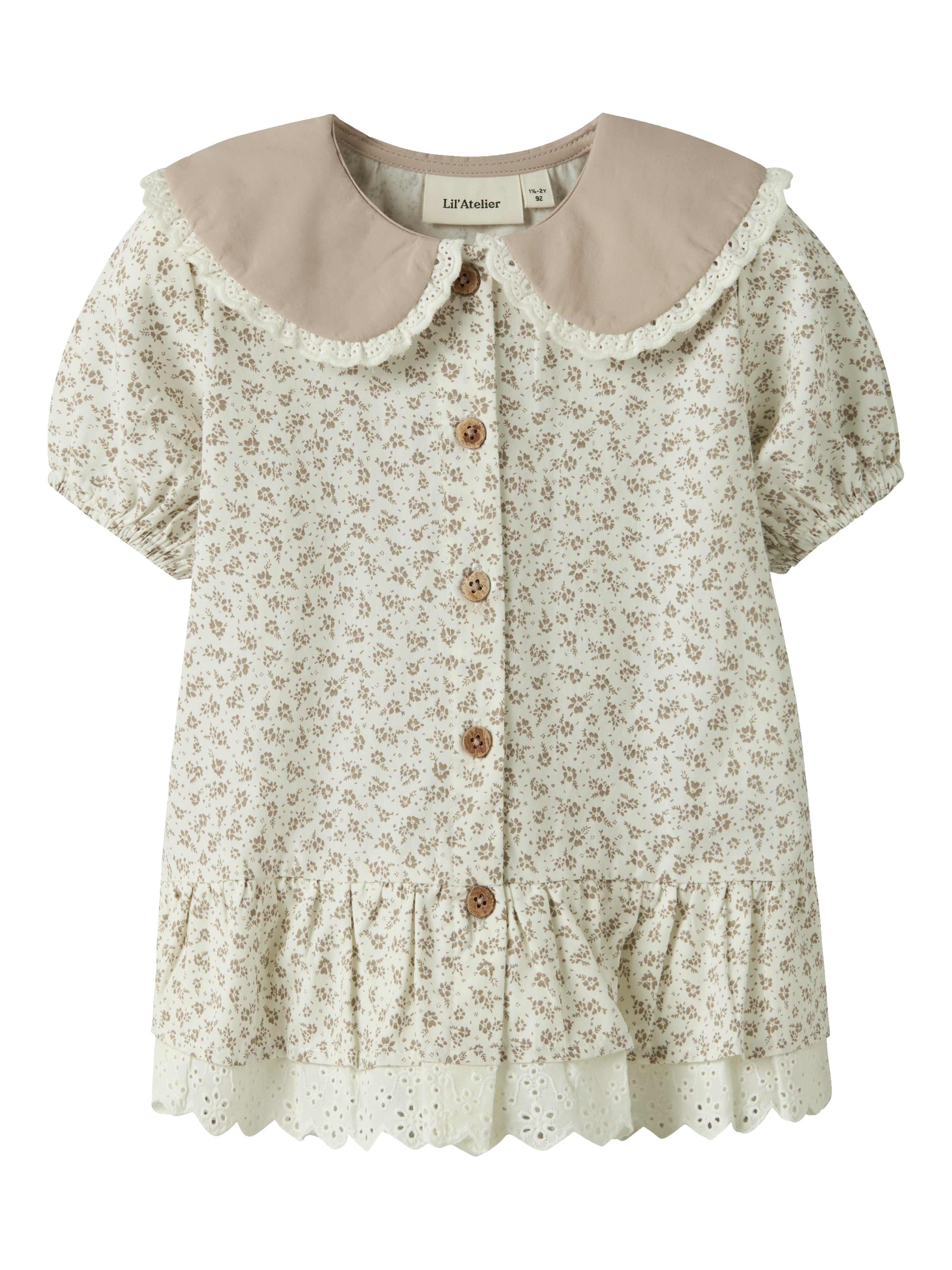 Lil Atelier Fjola Ss Loose Shirt  Coconut Milk 92 Cm