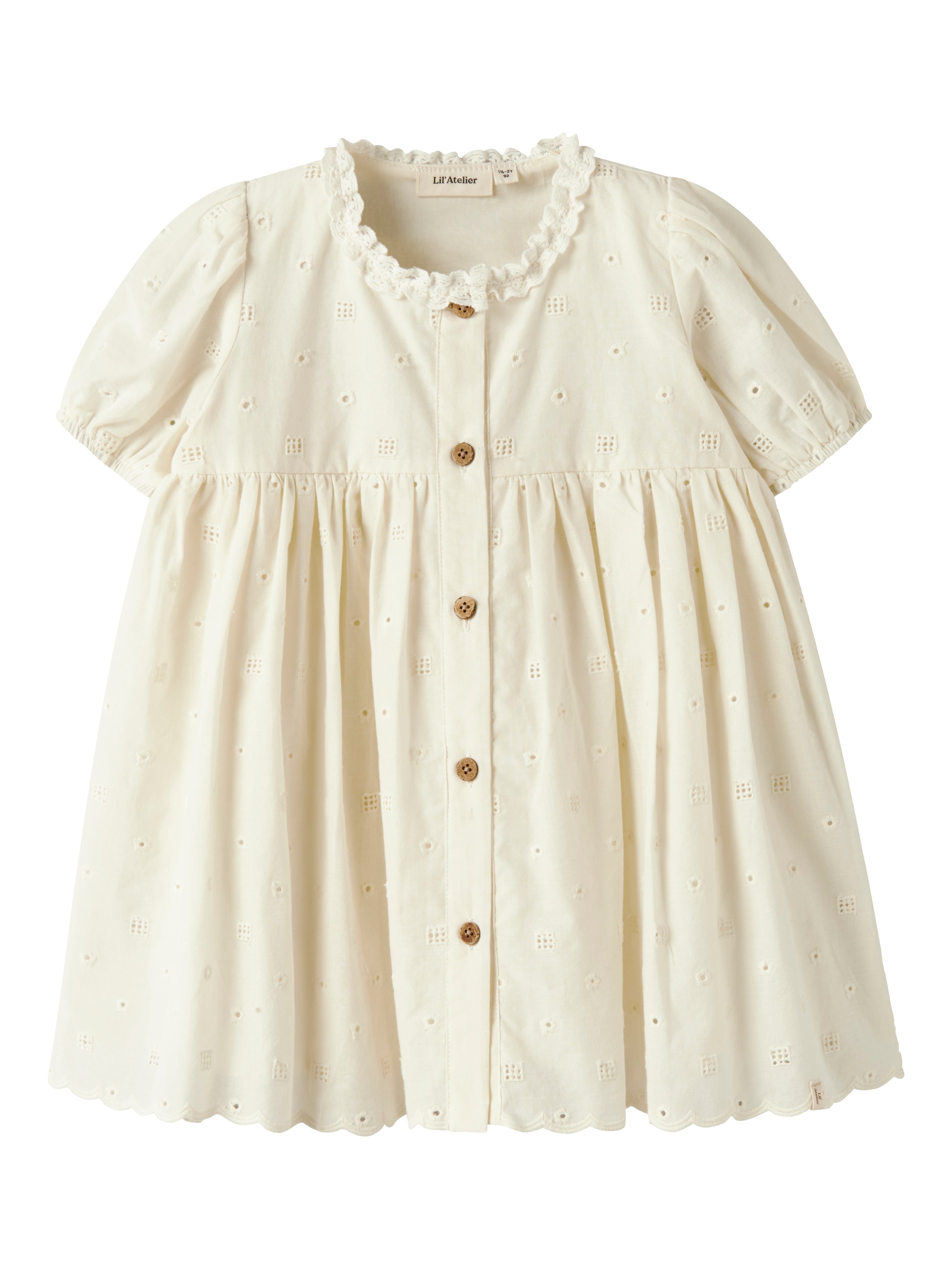 Lil Atelier Flores Ss Dress Coconut Milk 92 Cm