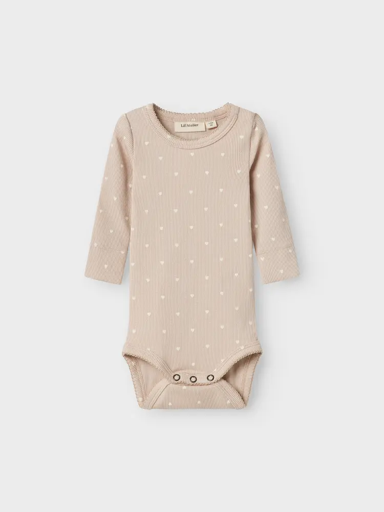 Gago Langærmet Slim Body Gray Morning Med Hjerter 56