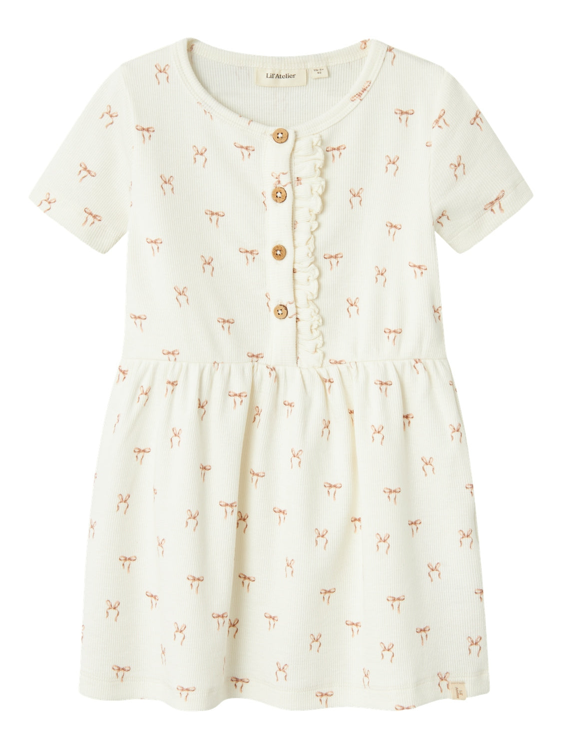 Lil Atelier Gavo Emi Dress Med Sløjfer Coconut Milk 92 Cm