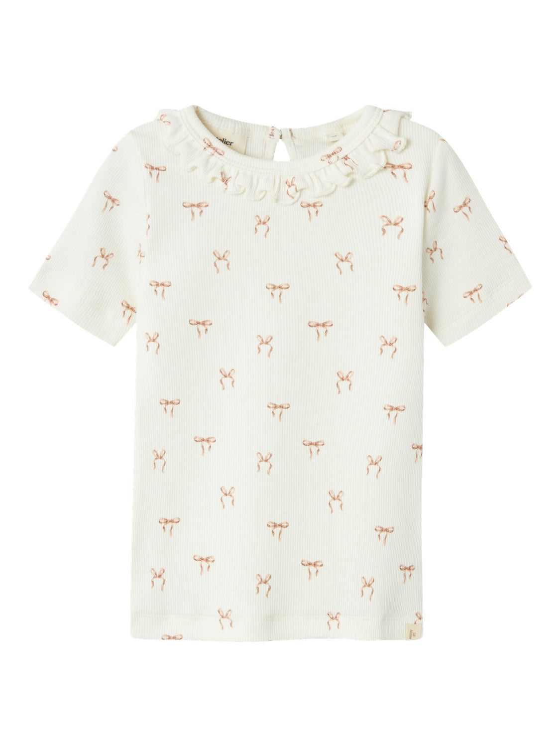 Lil Atelier Gavo Esi Slim Shirt Med Sløjfer Coconut Milk 92 Cm